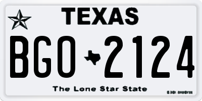 TX license plate BGO2124