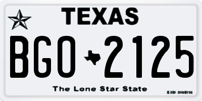 TX license plate BGO2125