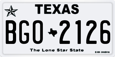 TX license plate BGO2126