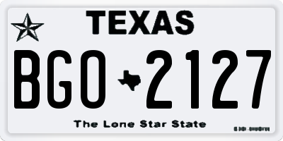 TX license plate BGO2127