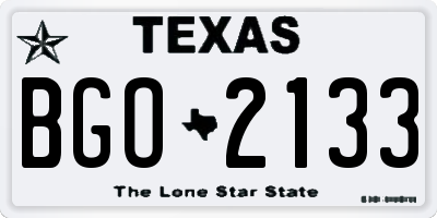 TX license plate BGO2133