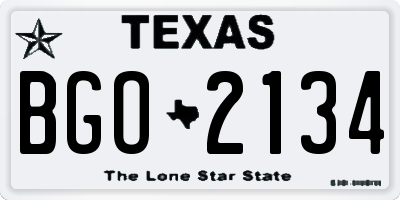 TX license plate BGO2134