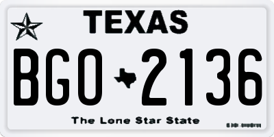 TX license plate BGO2136