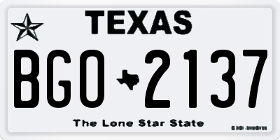 TX license plate BGO2137
