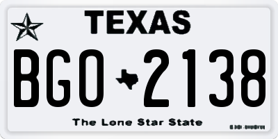 TX license plate BGO2138