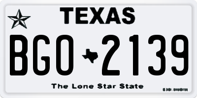 TX license plate BGO2139