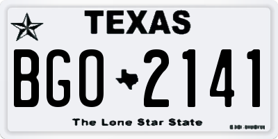 TX license plate BGO2141