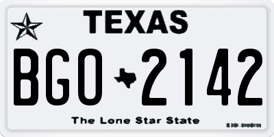 TX license plate BGO2142