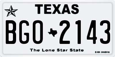 TX license plate BGO2143