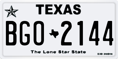 TX license plate BGO2144