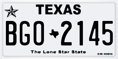 TX license plate BGO2145