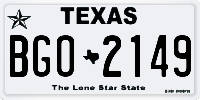TX license plate BGO2149