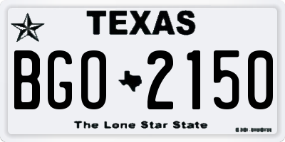 TX license plate BGO2150