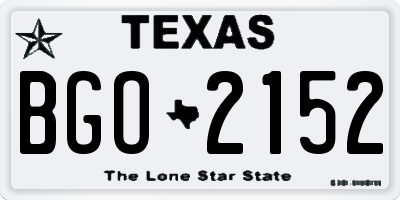 TX license plate BGO2152
