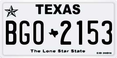 TX license plate BGO2153
