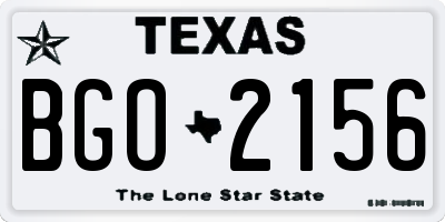 TX license plate BGO2156