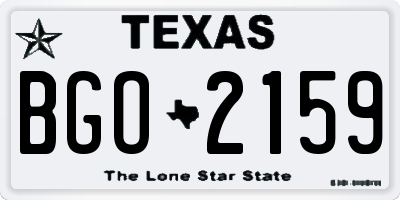 TX license plate BGO2159