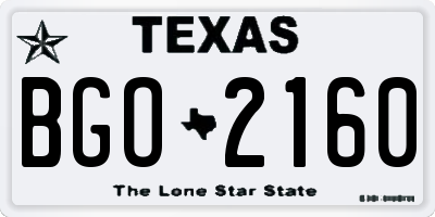 TX license plate BGO2160