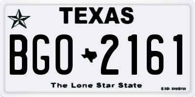 TX license plate BGO2161