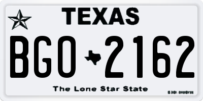 TX license plate BGO2162