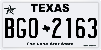 TX license plate BGO2163