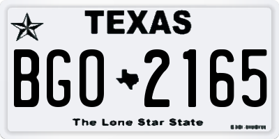 TX license plate BGO2165