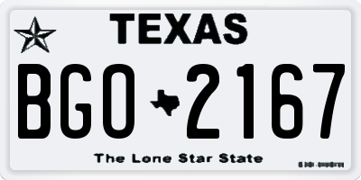 TX license plate BGO2167
