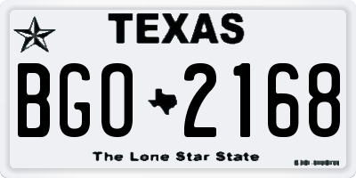 TX license plate BGO2168