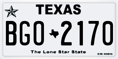 TX license plate BGO2170