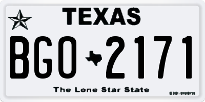 TX license plate BGO2171