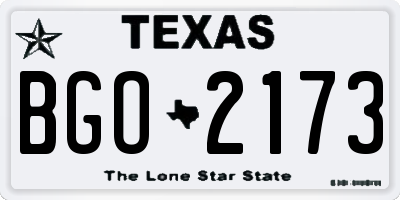 TX license plate BGO2173