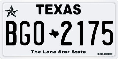 TX license plate BGO2175