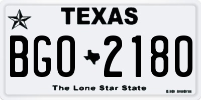 TX license plate BGO2180