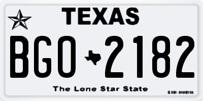 TX license plate BGO2182