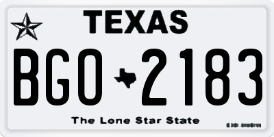 TX license plate BGO2183