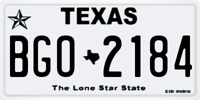 TX license plate BGO2184