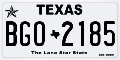 TX license plate BGO2185