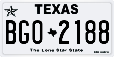 TX license plate BGO2188