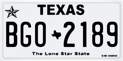 TX license plate BGO2189