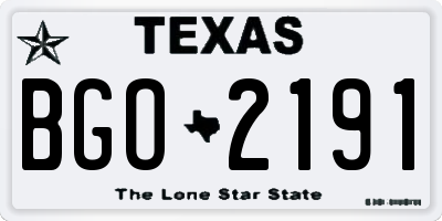 TX license plate BGO2191