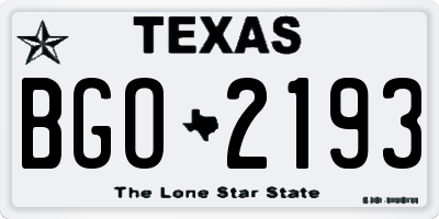 TX license plate BGO2193