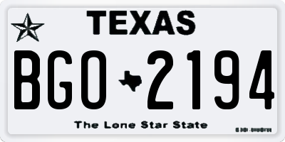 TX license plate BGO2194