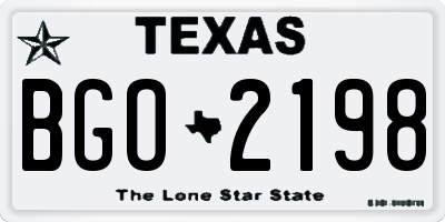 TX license plate BGO2198