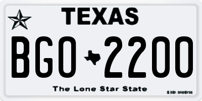 TX license plate BGO2200