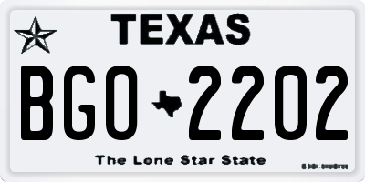 TX license plate BGO2202