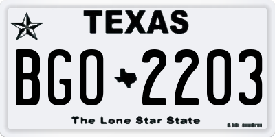 TX license plate BGO2203