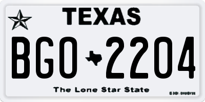 TX license plate BGO2204