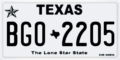 TX license plate BGO2205