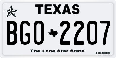 TX license plate BGO2207