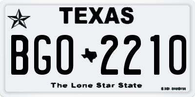 TX license plate BGO2210